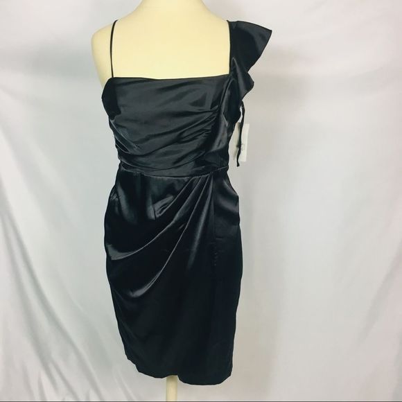Maria Bonita Black OneShoulder CocktailParty Dress‎ - Picture 1 of 7